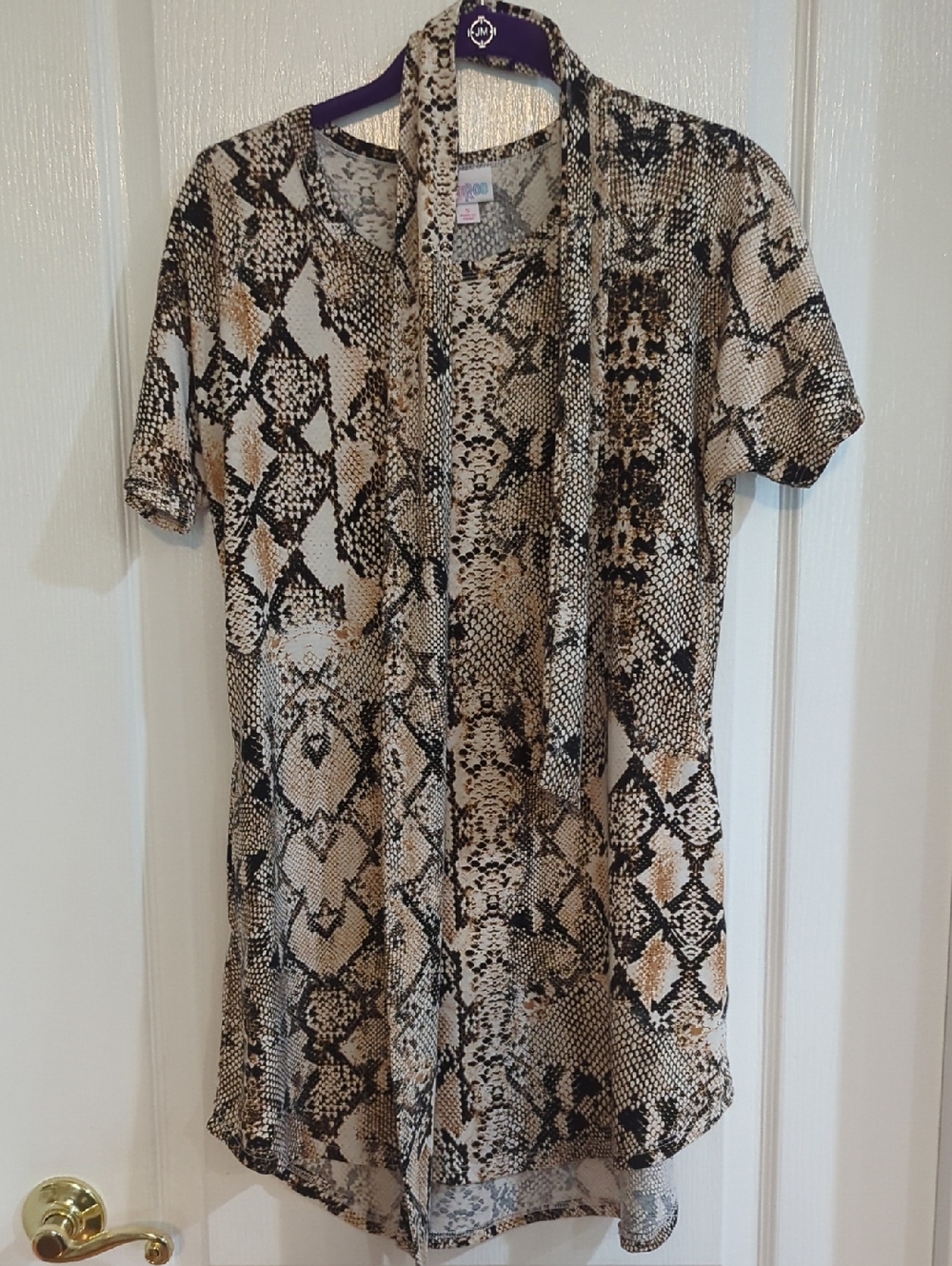 LuLaRoe Neutral Snake Print Tunic with Belt Sz S